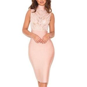 House of CB London Women's Size XS Blush Pink Dimitria Blush Bodycon Dress